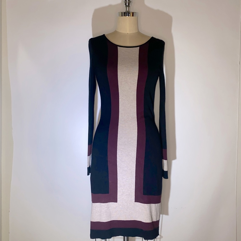 Vintage INC 60s style sweater knit long sleeve dress size Small